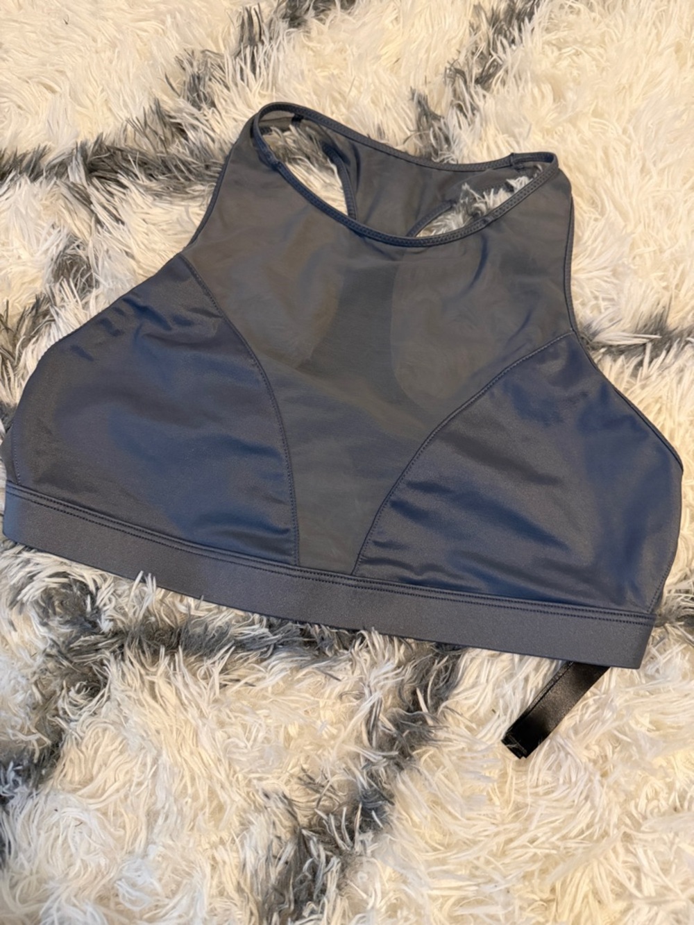 High-Neck Sports Bra in Dark Gray